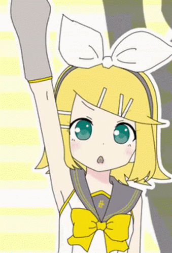 Kagamine Rin excitedly jumping! yay!
